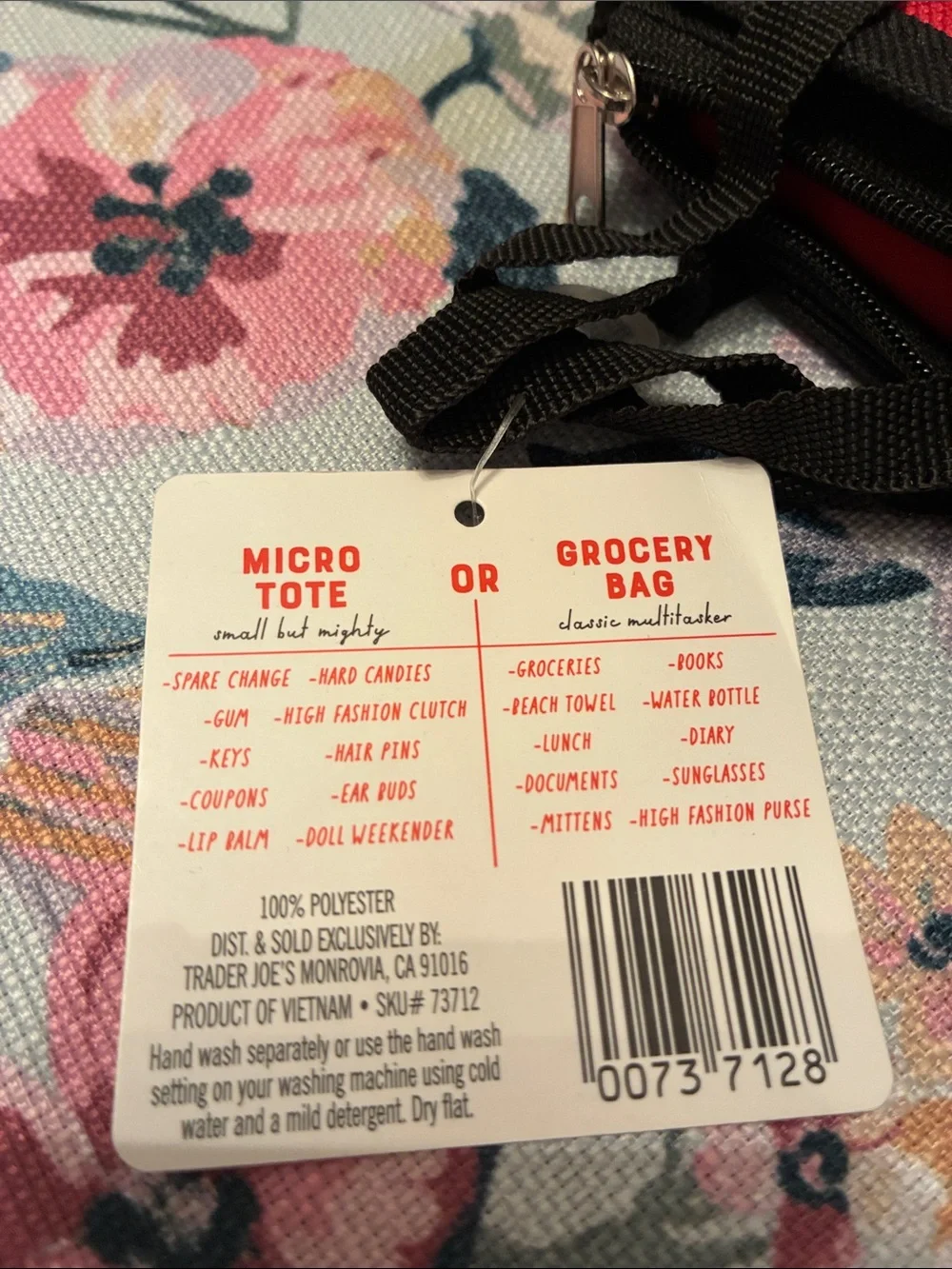 Trader Joe's Red Micro Tote Grocery Bag
